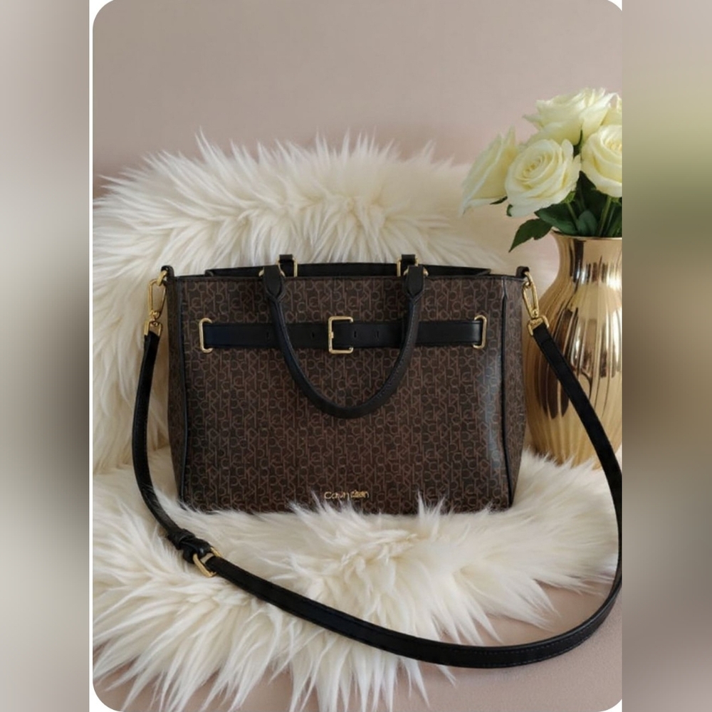 Calvin Klein Black and Brown Handbag